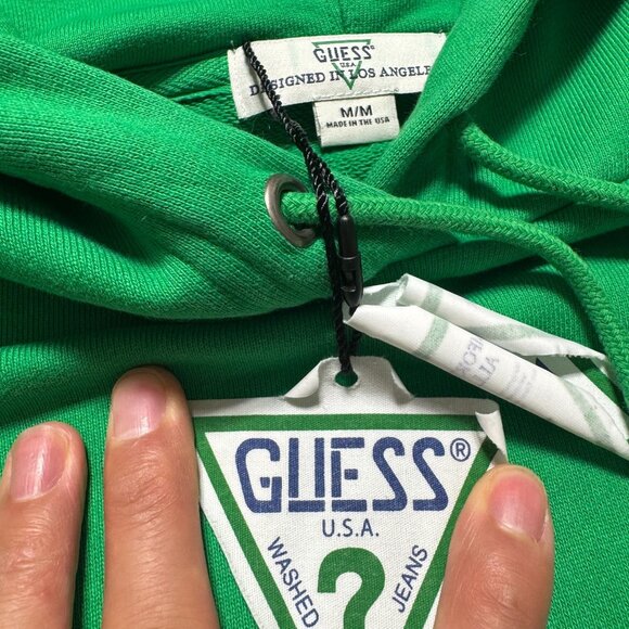 Guess USA x Jon & Vinny's Italian Green Hoodie Sweatshirt Made in USA Medium NEW - Picture 7 of 12